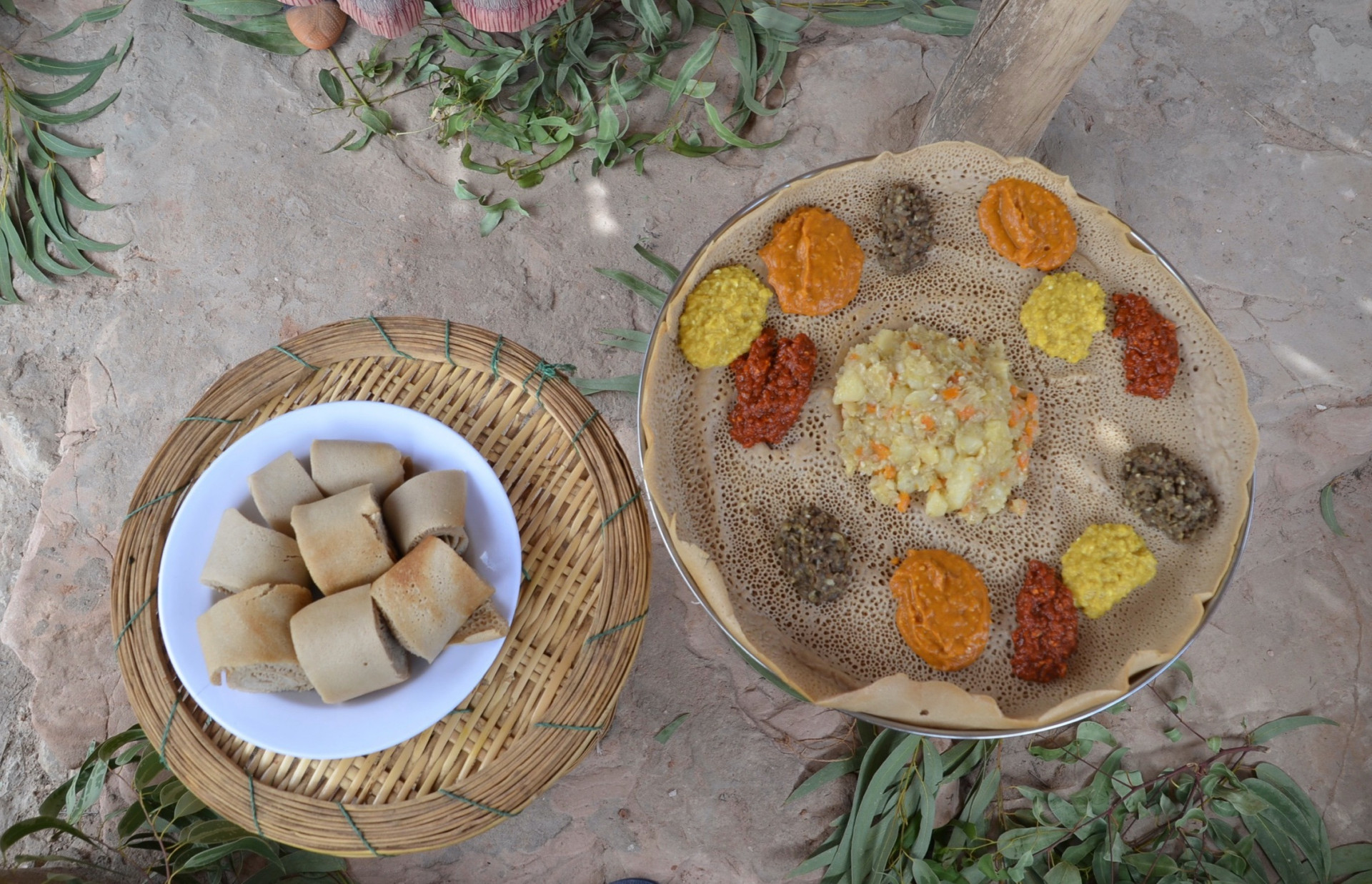 Injera, a traditional Ethiopian/Eritrean dish made with teff or sorghum flour
