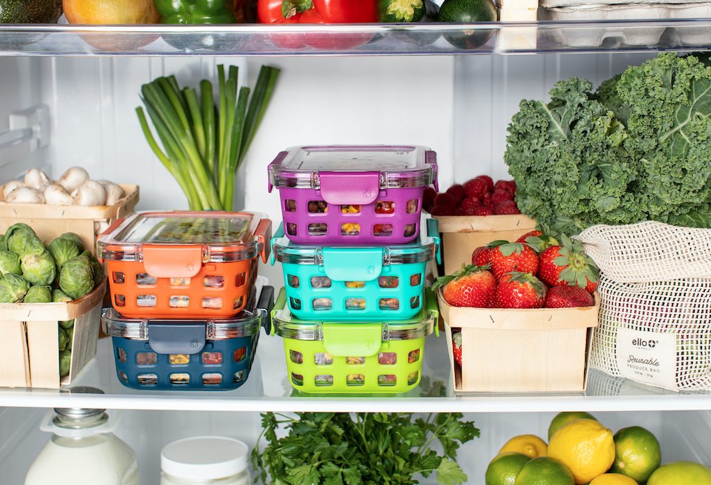 eco friendly diet foods in the fridge