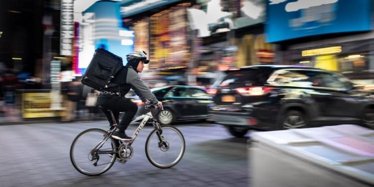 rider on bike last mile delivery example