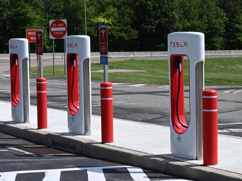 Tesla electric vehicle charging station