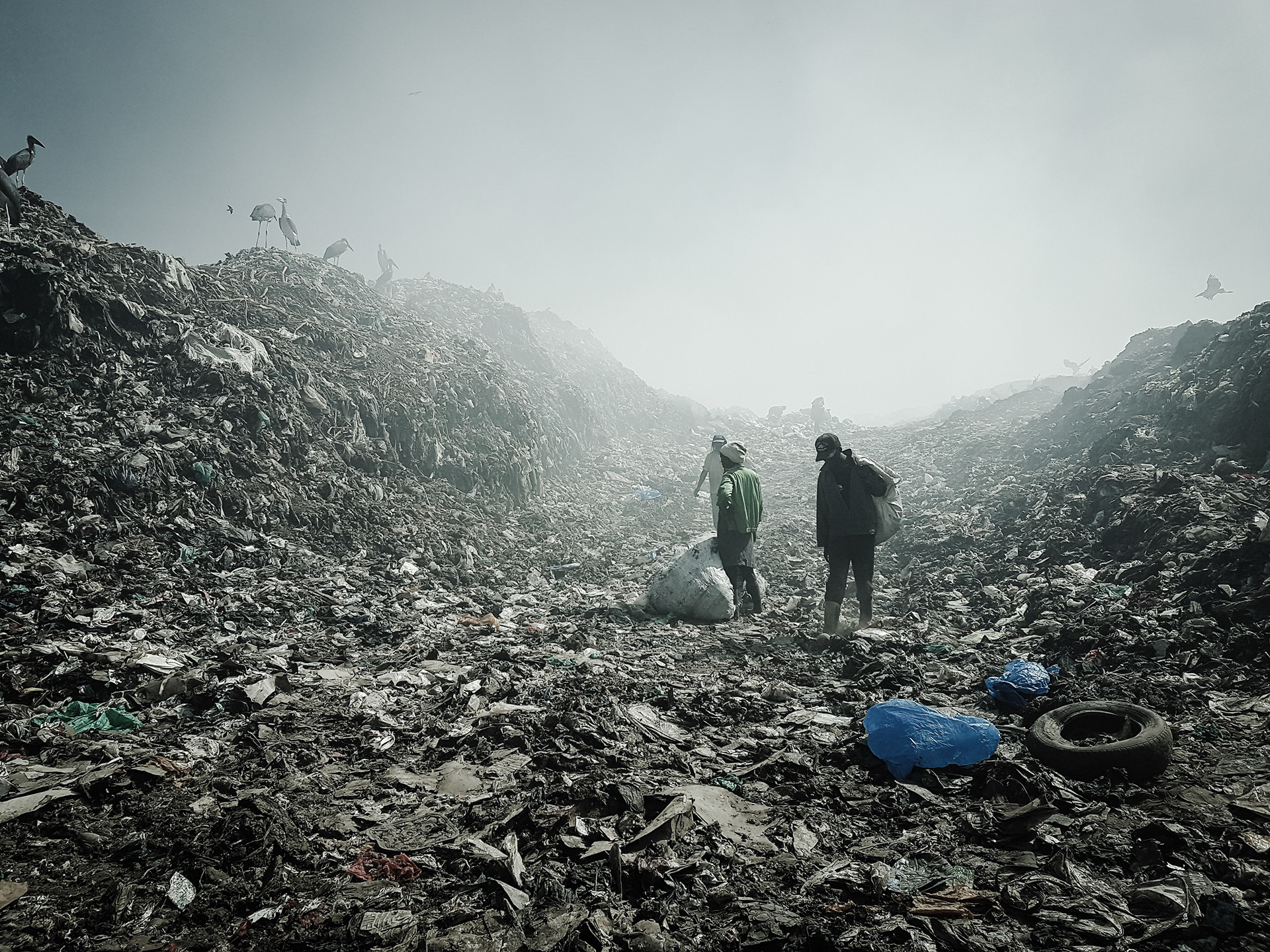 A landfill in Kenya full of waste from the fast fashion of Europe