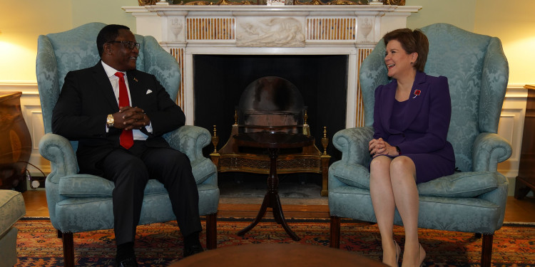 President Chakwera of Malawi with Scottish First Minister Nicola Sturgeon discussing loss and damage