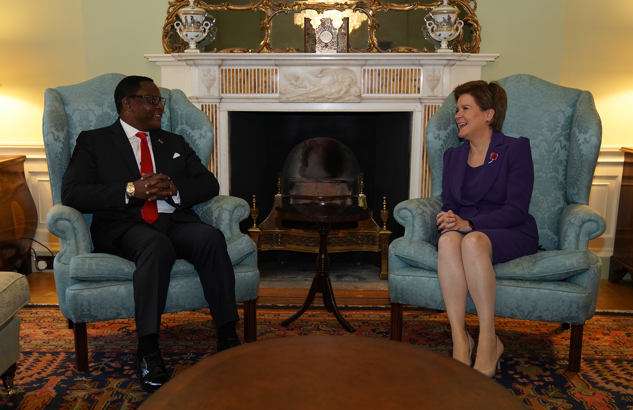 President Chakwera of Malawi with Scottish First Minister Nicola Sturgeon discussing loss and damage