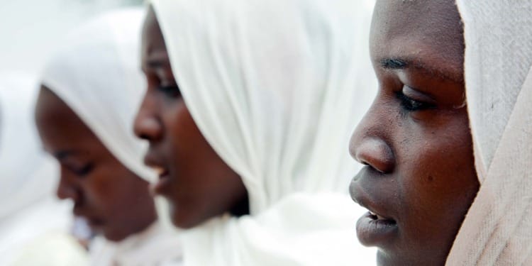 Women at the opening of a new health clinic, women's centre and school in North Darfur, Sudan.