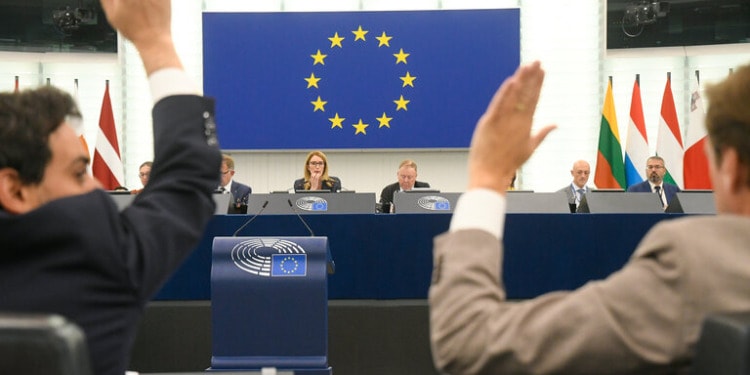 European Parliament plenary session during the voting on the nature conservation law