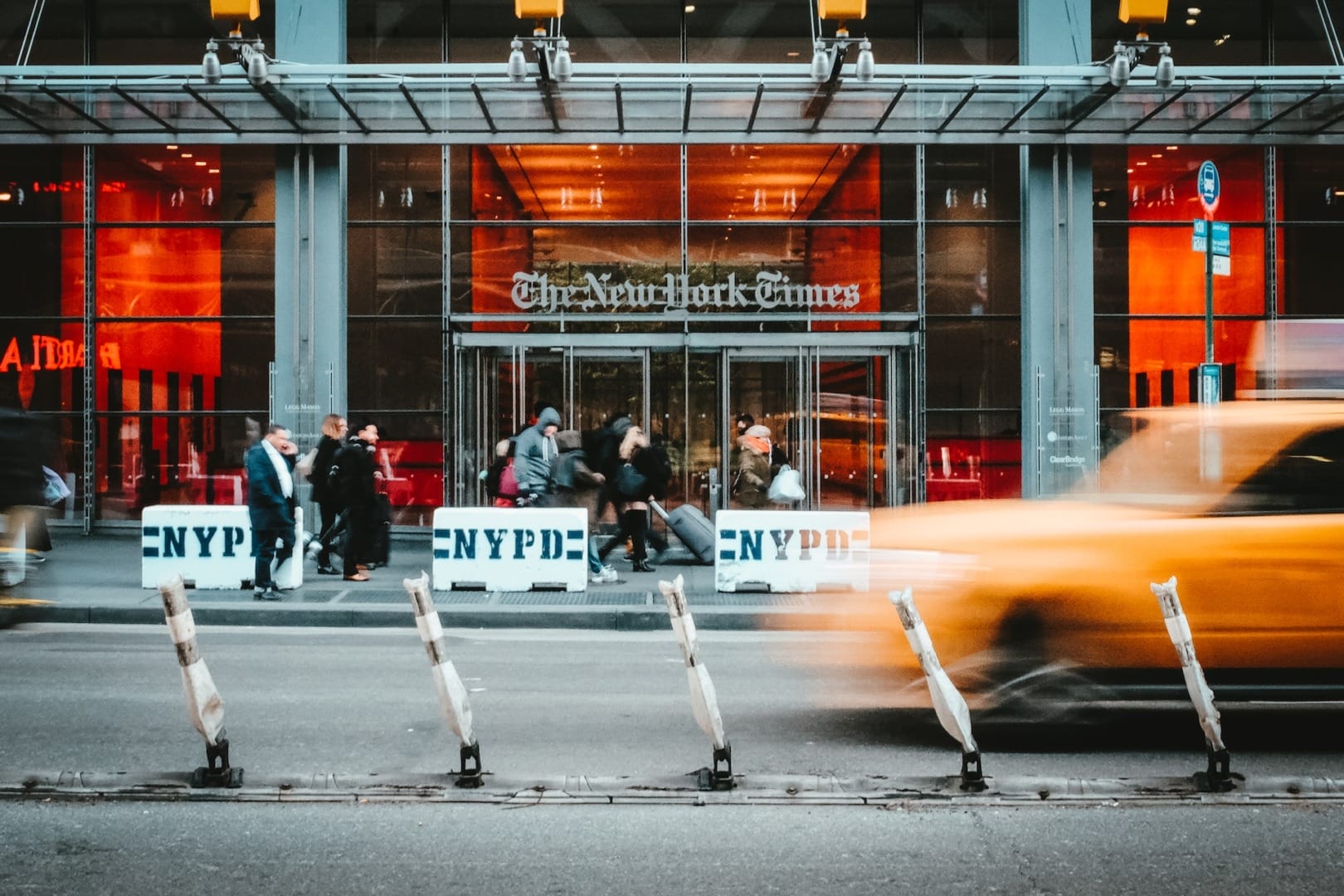 a picture of the entrance to the New York Times