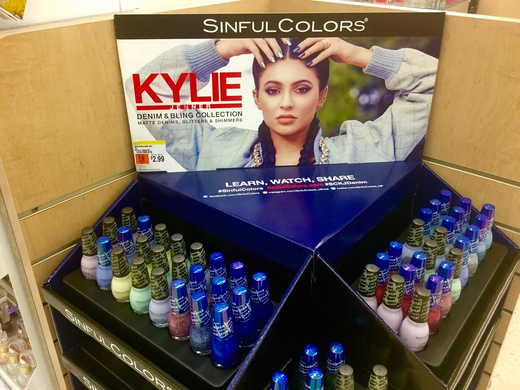Kylie Cosmetics displayed in a shop.