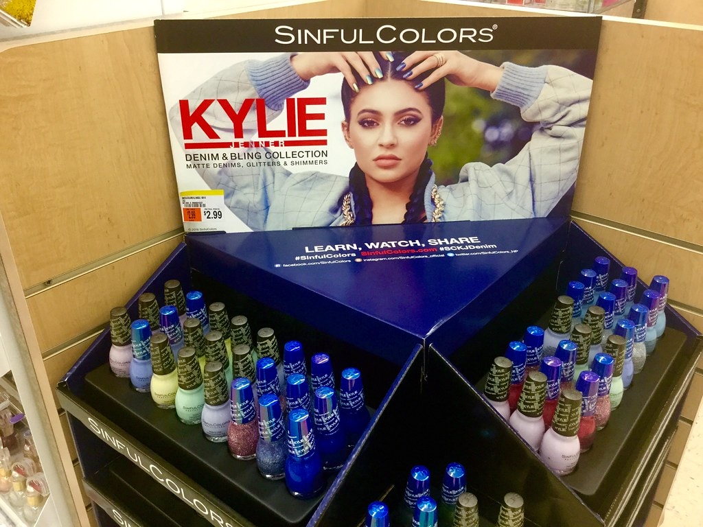 Kylie Cosmetics displayed in a shop.