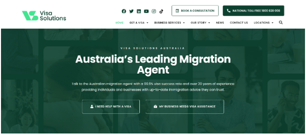 Visa Solutions website screen capture