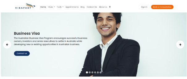 Visafast Migration Consultancy website screen capture