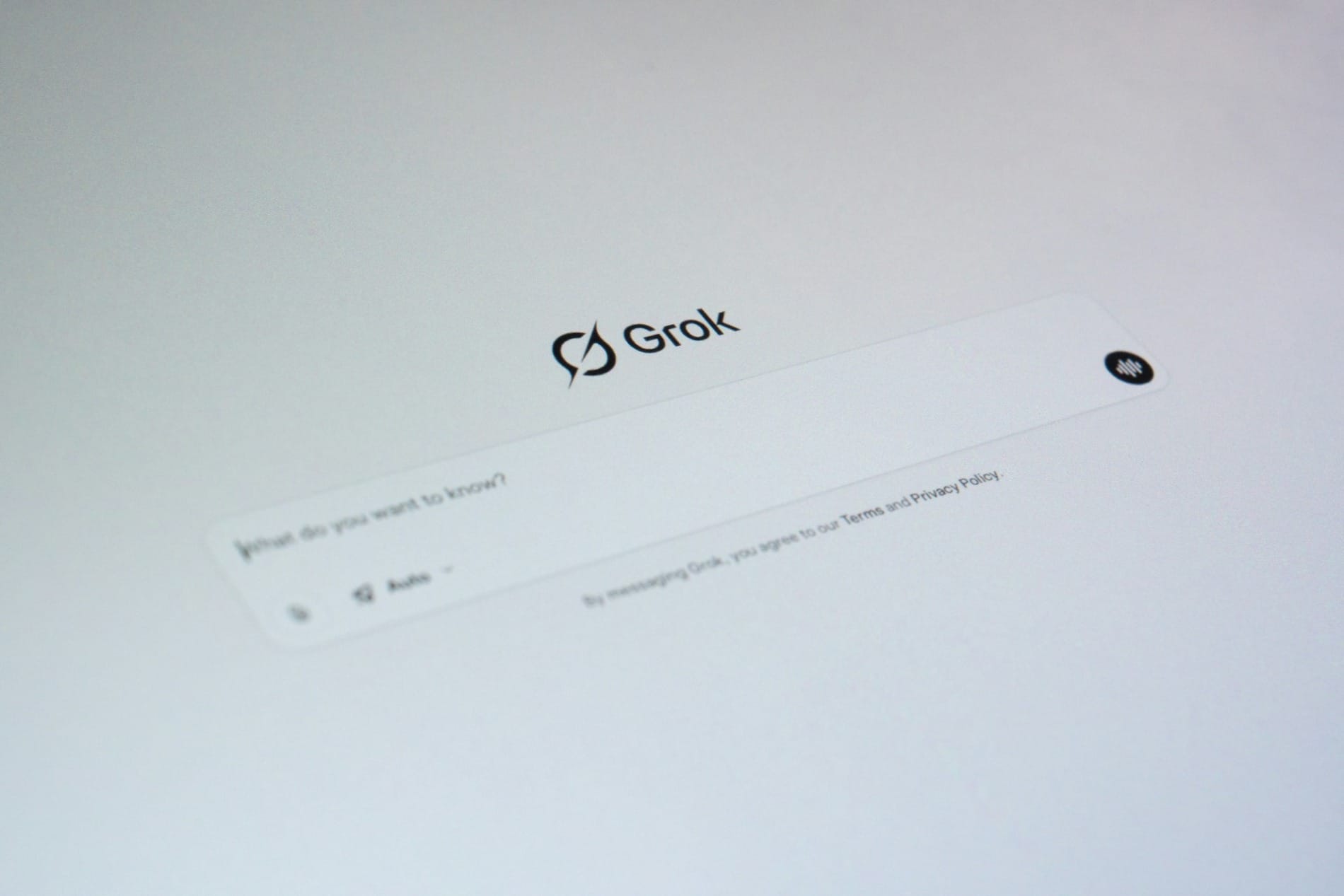 Grok chatbot homescreen