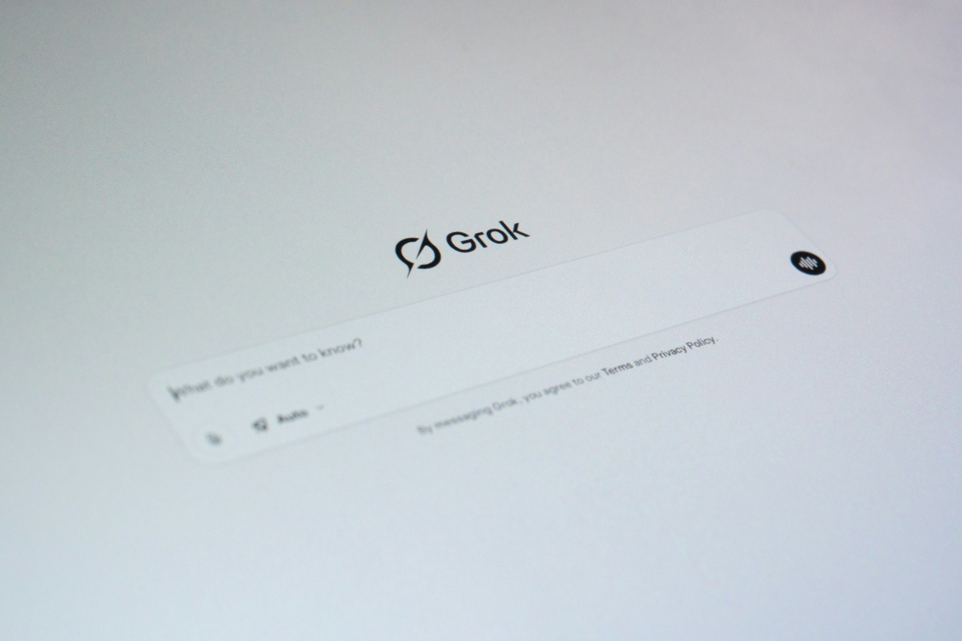 Grok chatbot homescreen