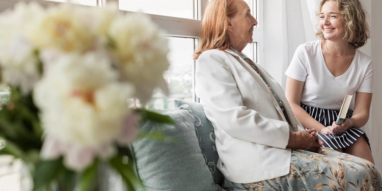 Mother and daughter handling assisted living
